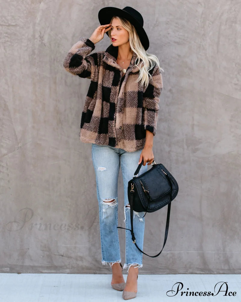 Bonfire Stories Plaid Jacket - Beige/Black Coats-L