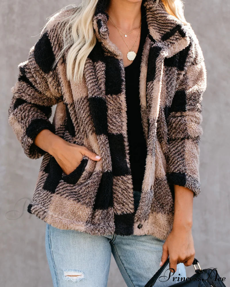 Bonfire Stories Plaid Jacket - Beige/Black Coats-L