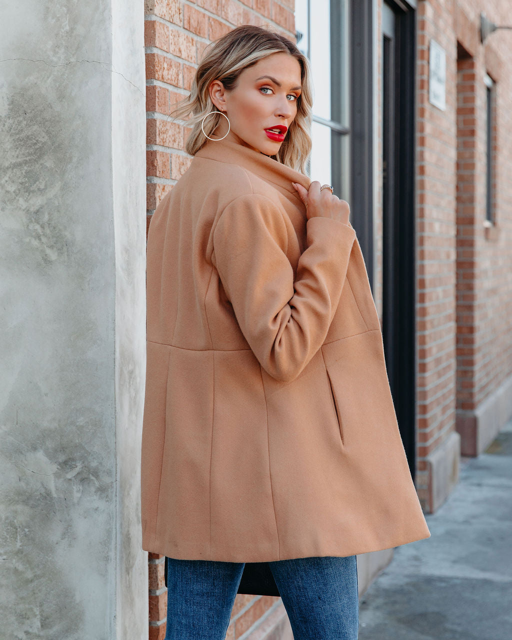 Bonjour Camel Pocketed Coat