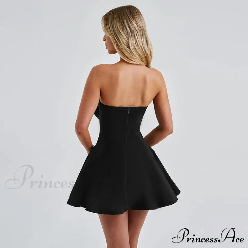 Bow Backless Strapless Party Dress Partydress-241208