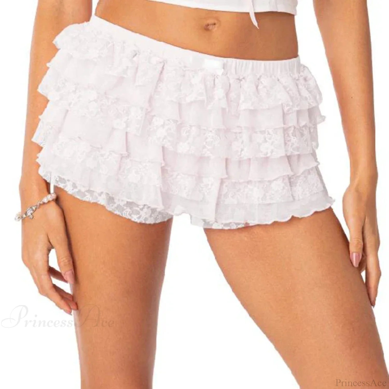Bow Lace Trim Harajuku Short blue2 / S short-250223