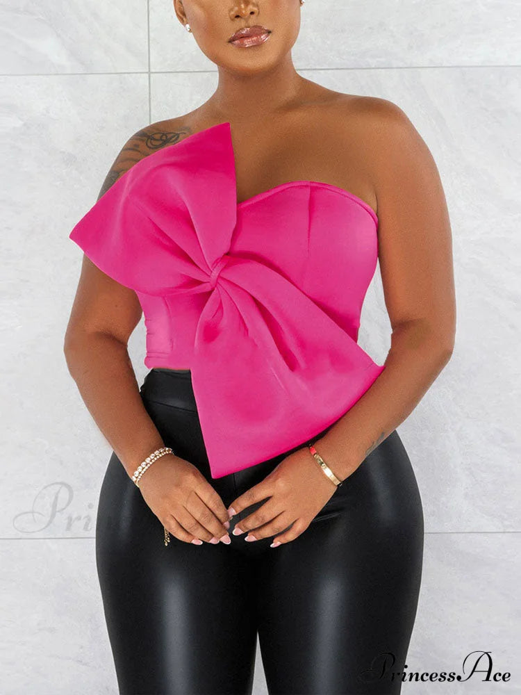 Bow Tie Graceful Cropped Tank Top Rose / S Shirts & Tops