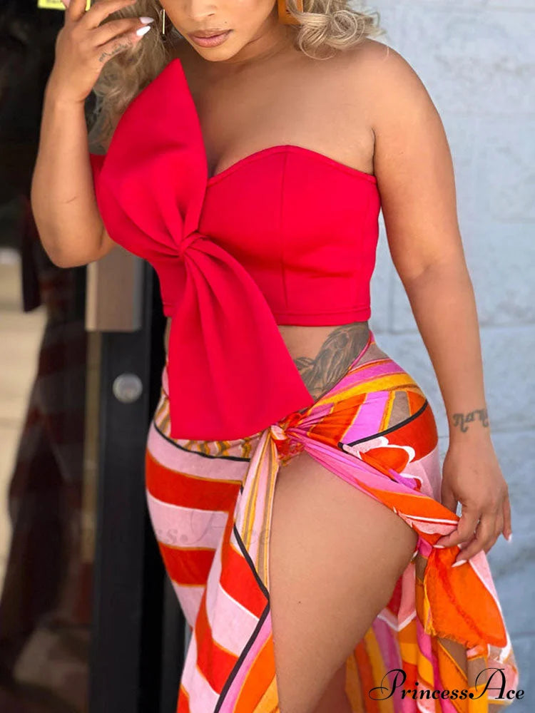 Bow Tie Graceful Cropped Tank Top Shirts & Tops