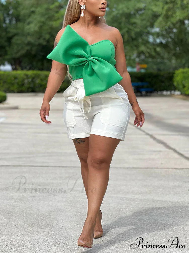 Bow Tie Graceful Cropped Tank Top Shirts & Tops