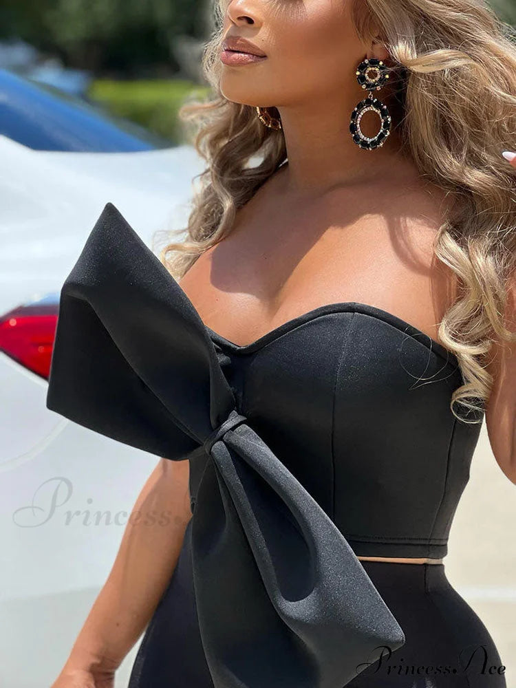 Bow Tie Graceful Cropped Tank Top Shirts & Tops