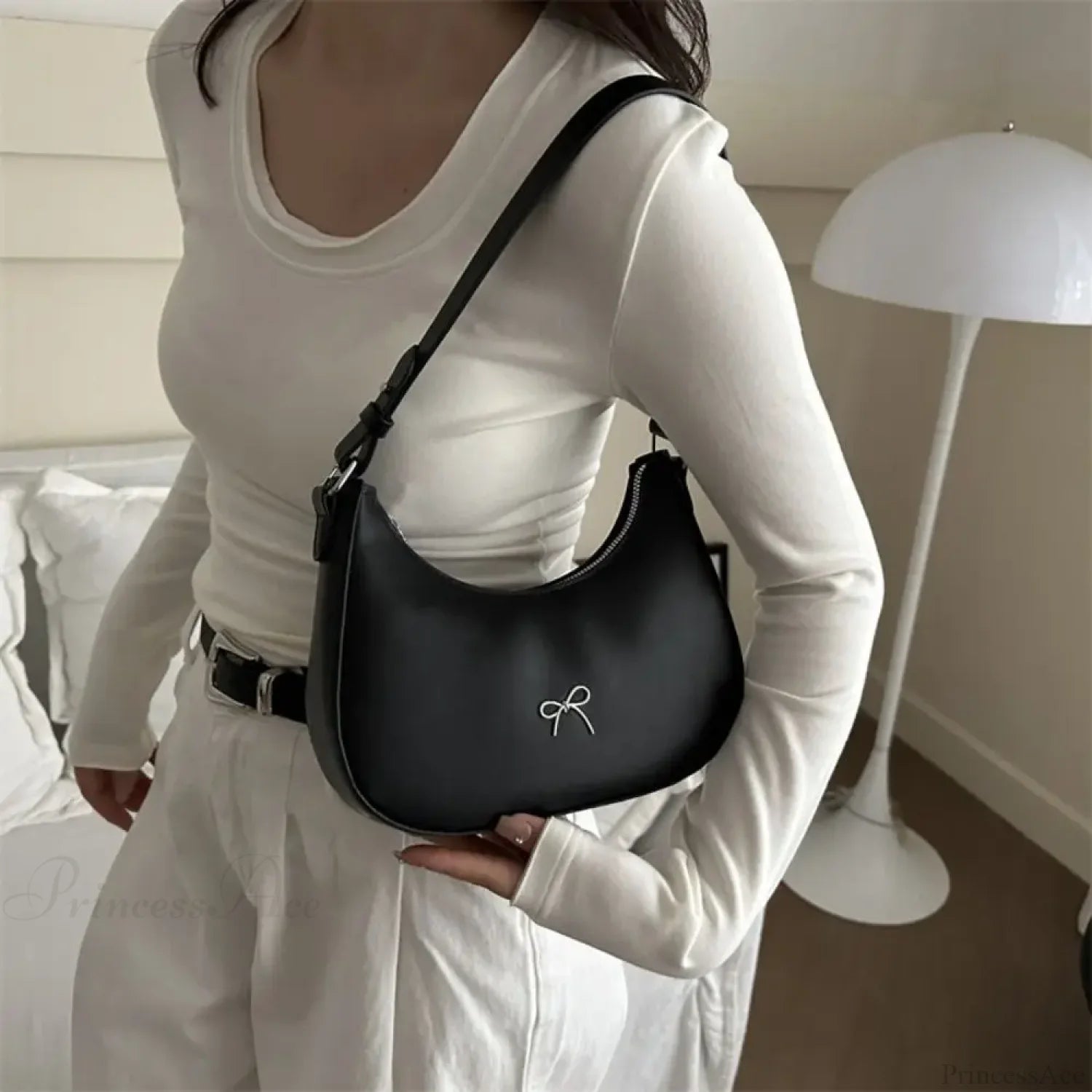 Bowknot Solid PU Leather Shoulder Bag shoulder-250126