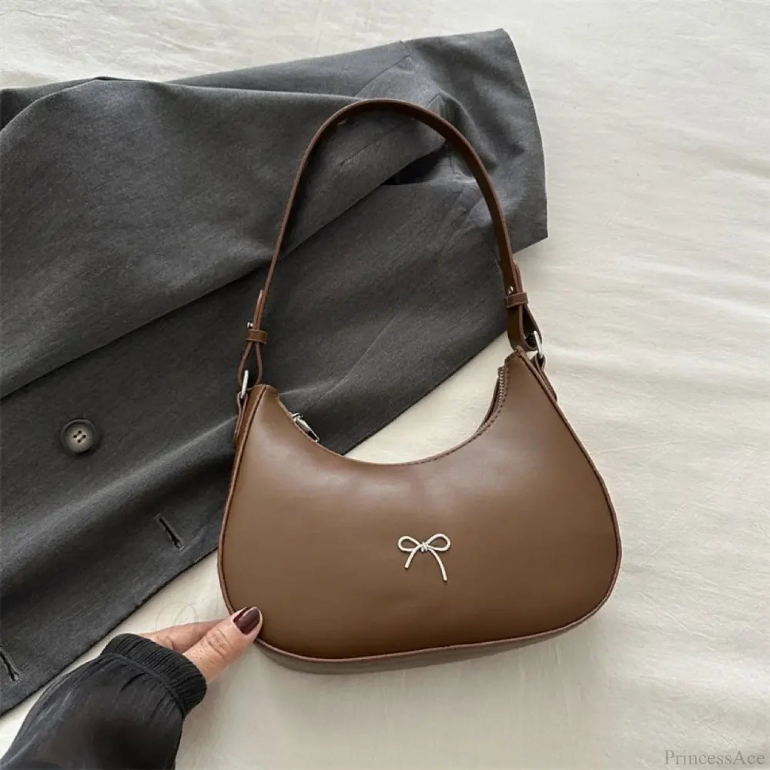 Bowknot Solid PU Leather Shoulder Bag Style E shoulder-250126