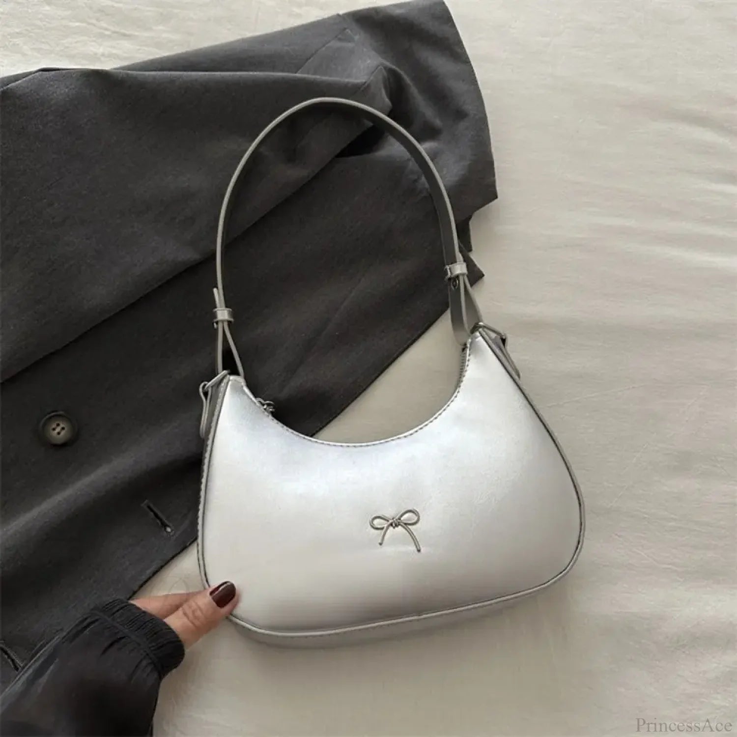 Bowknot Solid PU Leather Shoulder Bag Style F shoulder-250126