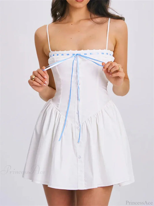 Bowknot Square-Neck Mini Dress minidress-250223