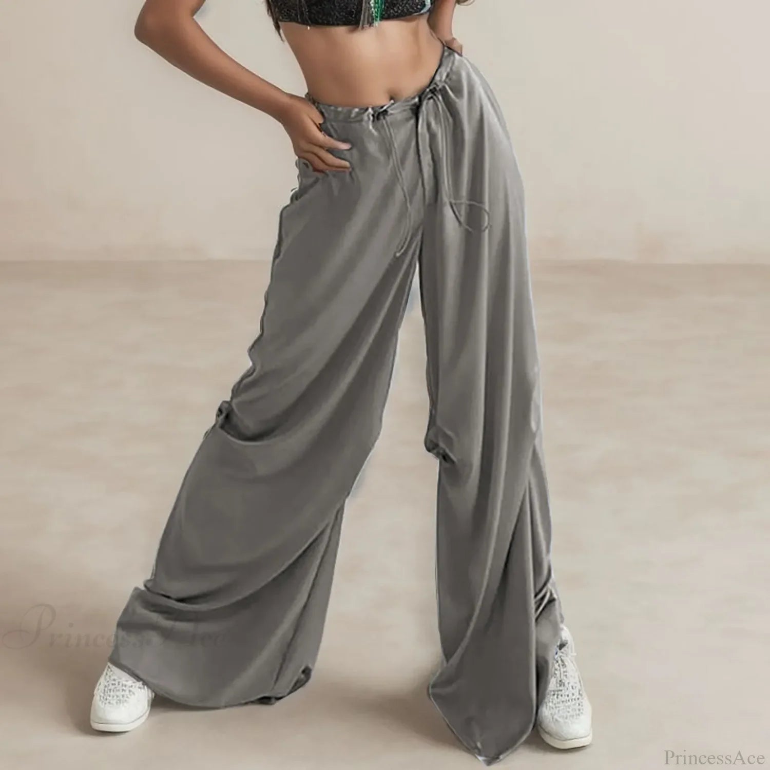 Breathable Chiffon Culotte Wide Pants Grey / S