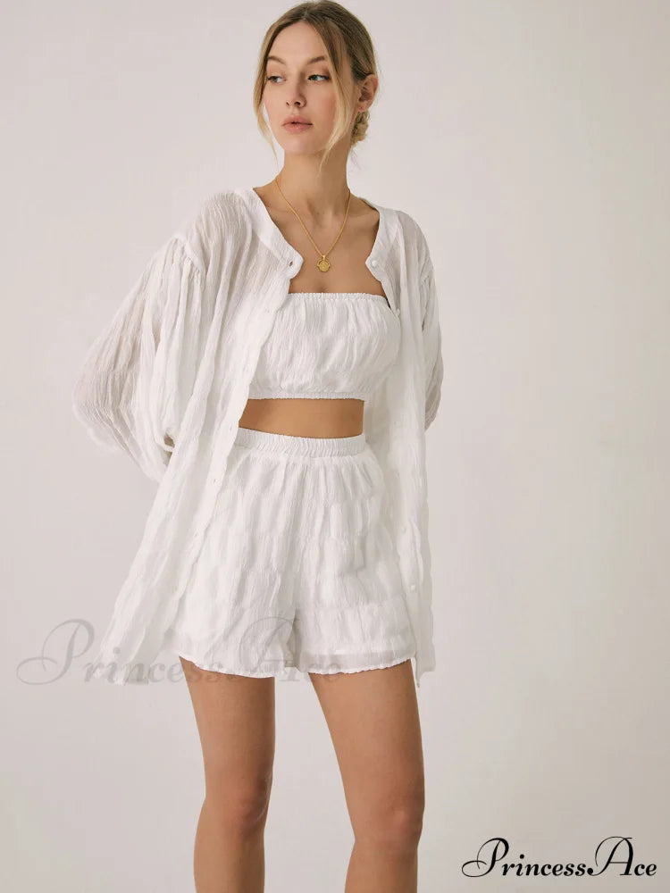 Breathable Three Graceful Piece Shorts Set Short Sets