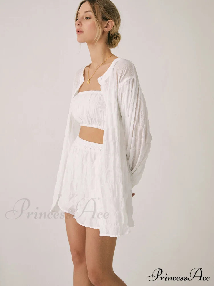 Breathable Three Graceful Piece Shorts Set Short Sets