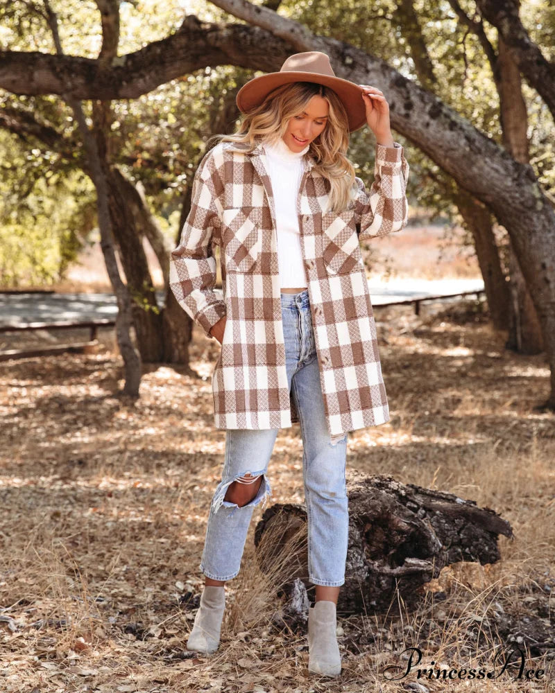 Bridgeview Plaid Coat - Mocha Coats-L