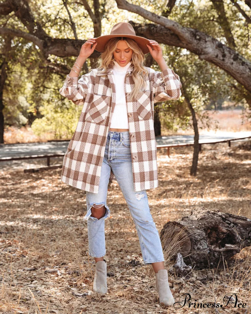 Bridgeview Plaid Coat - Mocha Coats-L