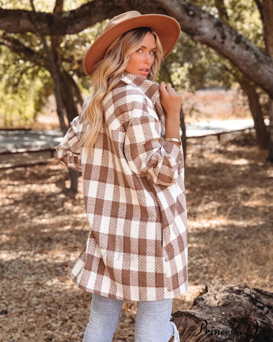 Bridgeview Plaid Coat - Mocha Coats-L