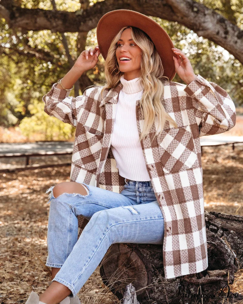 Bridgeview Plaid Coat - Mocha Coats-L