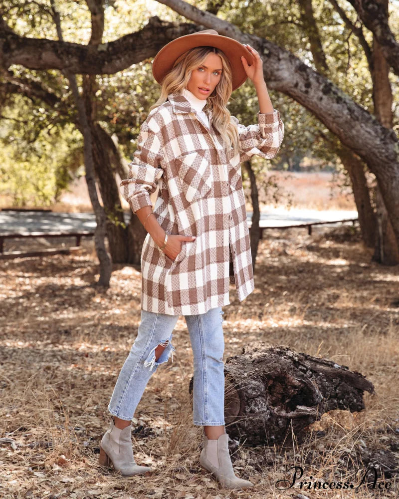 Bridgeview Plaid Coat - Mocha Coats-L