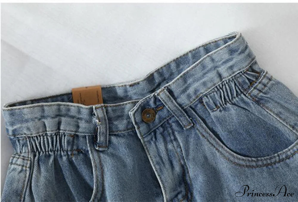 Brief Warm-Season Casual Waist Fashion Elastic Leg Women High Jeans Shorts Denim Wide Loose Size