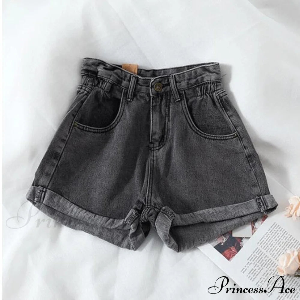 Brief Warm-Season Casual Waist Fashion Elastic Leg Women High Jeans Shorts Denim Wide Loose Size