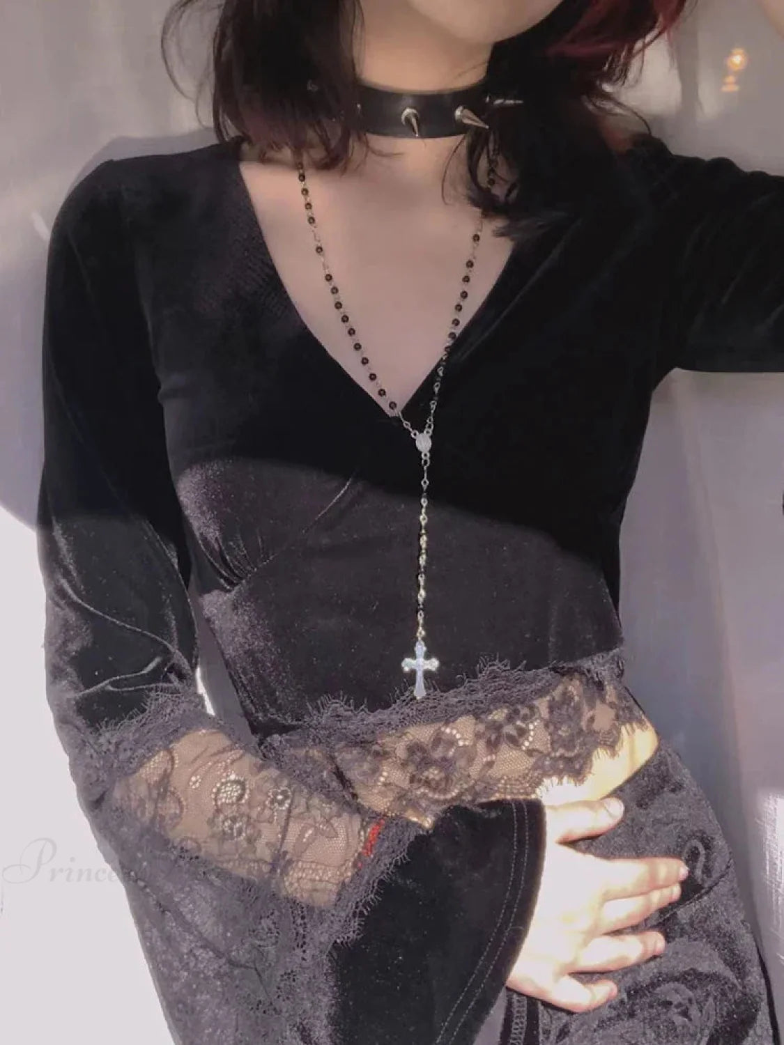 Bright Lace Sleeve Knit Top