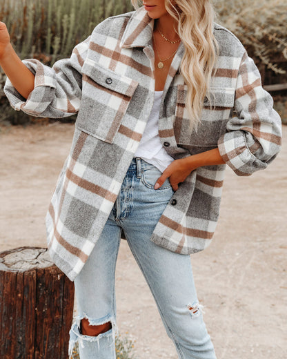 Brinkley Plaid Wool Blend Shirt Jacket