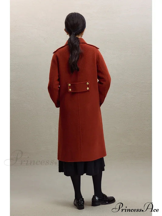 British Style Wool Red Coat Coats-241208