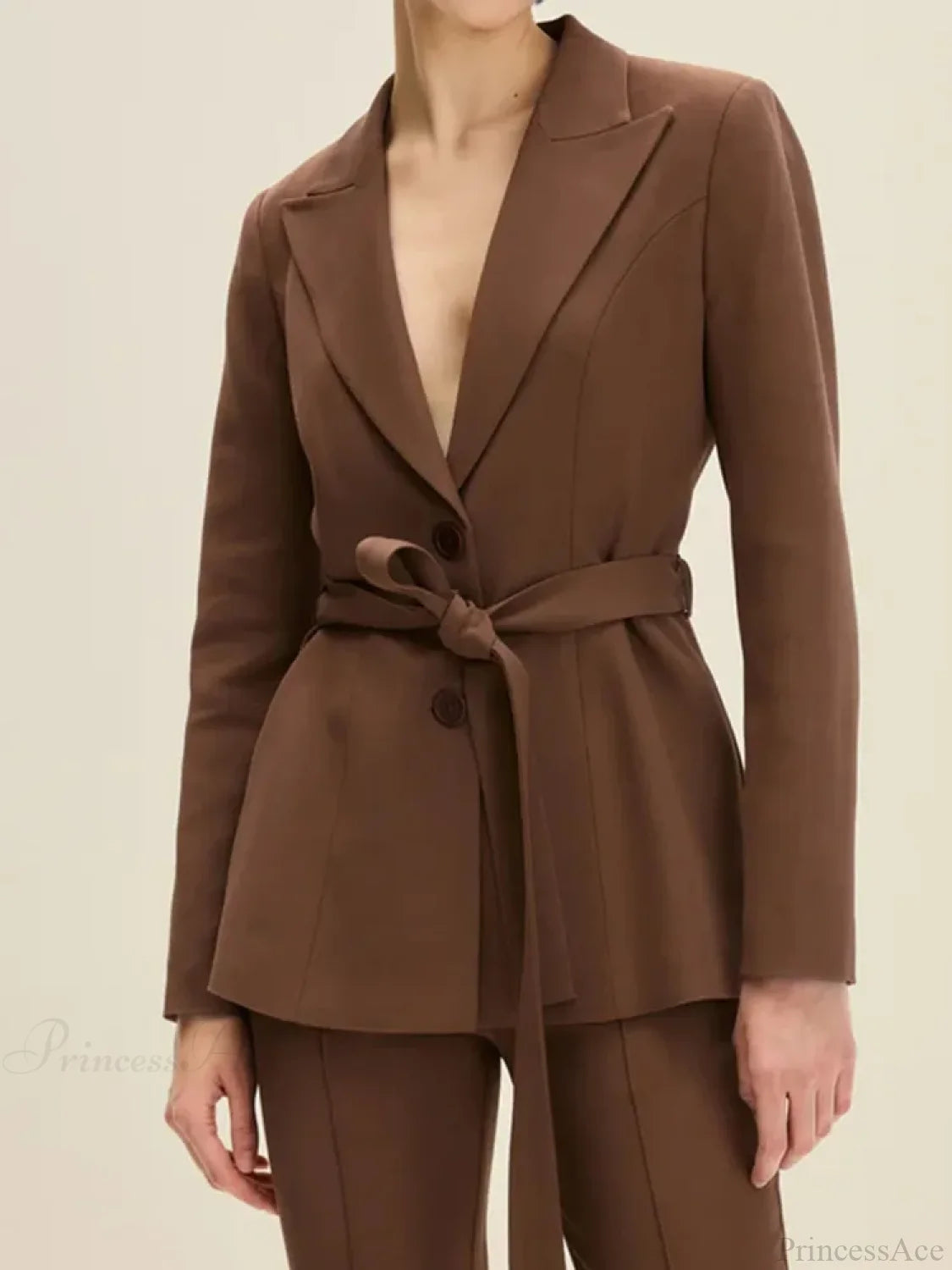 Brown Elegant Single Breasted Suit Coat