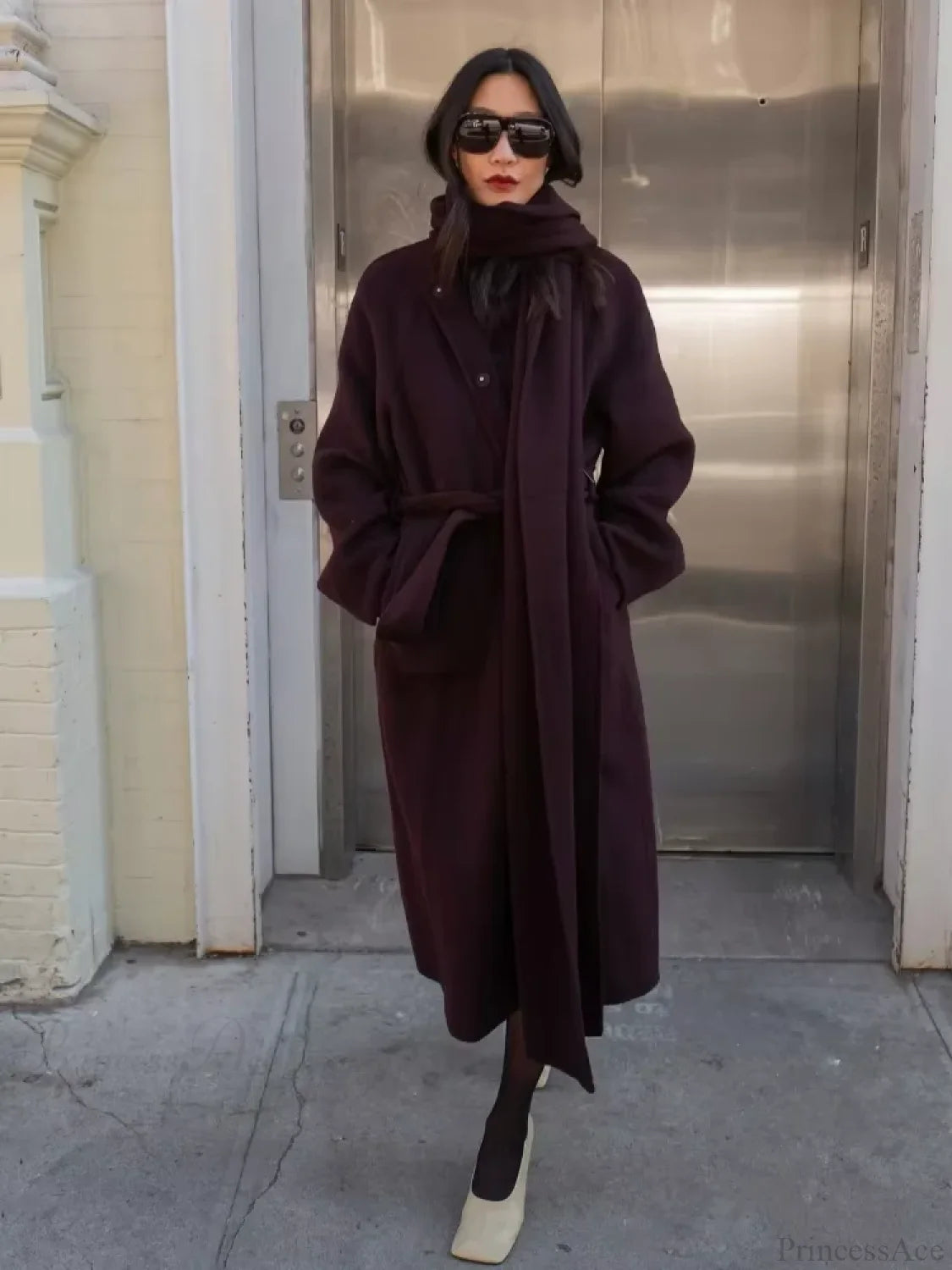 Brown Soft Fluffy Faux Fur Lapel Overcoat