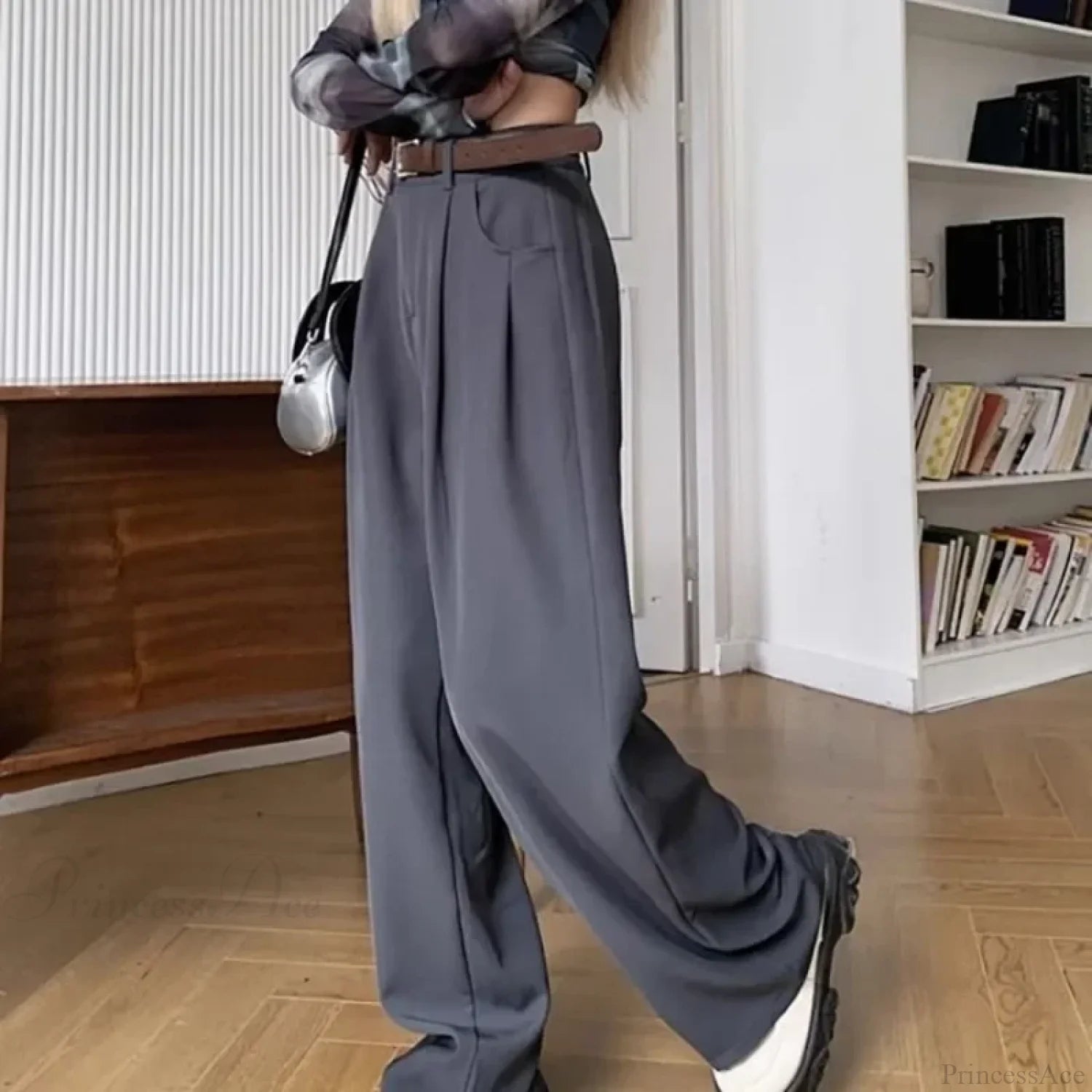 Brown Suit Baggy Office Pants