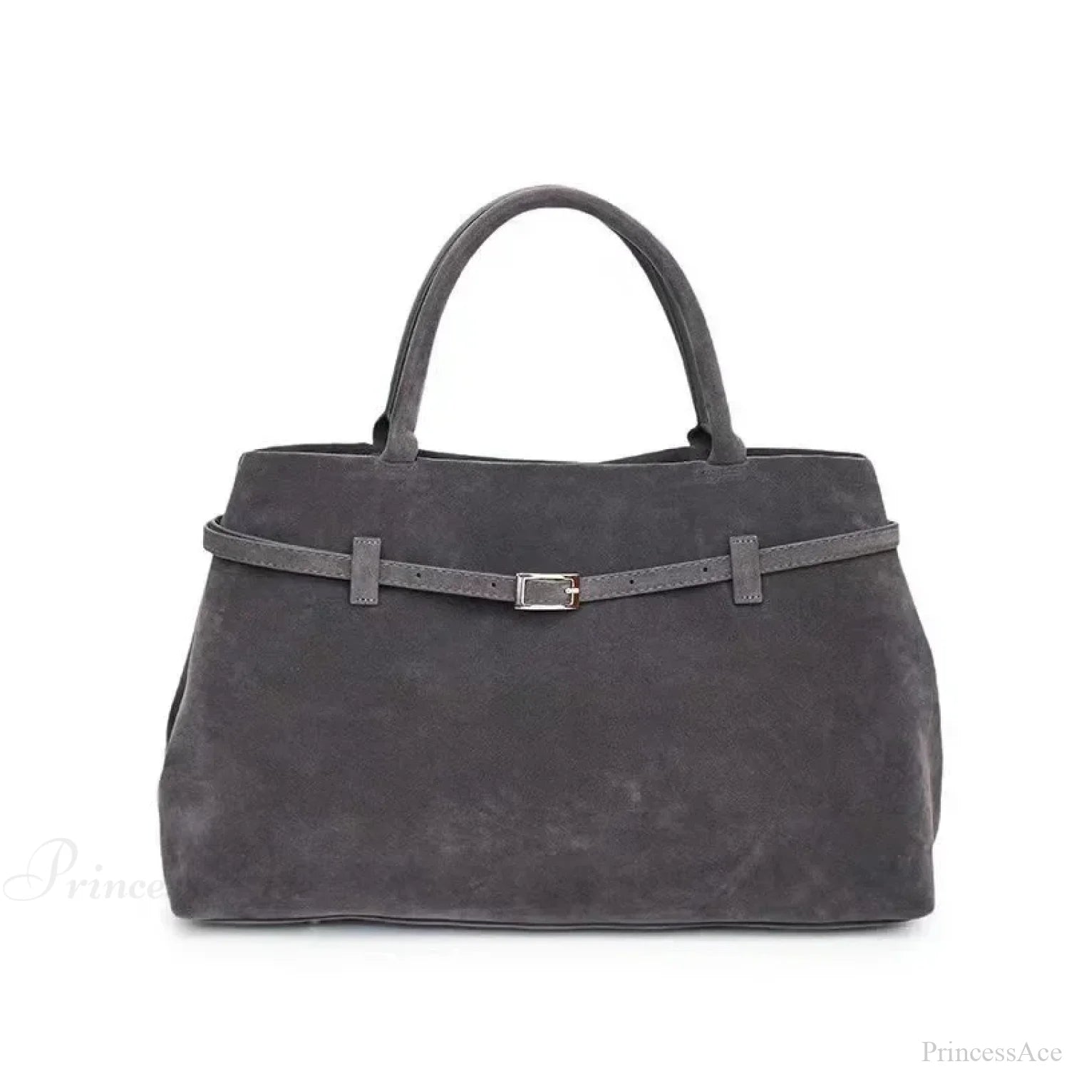 Buckle Decorative Faux Suede Hasp Large Tote Handbag GRAY handbag-250126