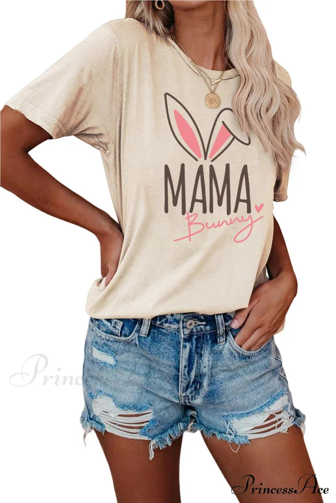 Bunny Graphic T-Shirt For Moms Beige / S Tees