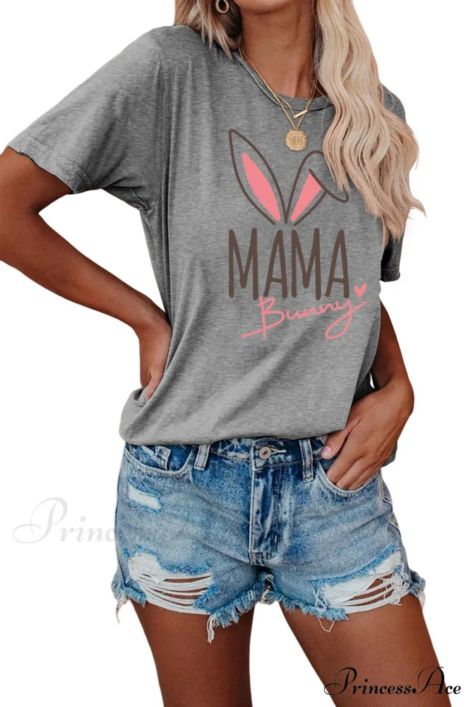 Bunny Graphic T-Shirt For Moms Dark Grey / S Tees