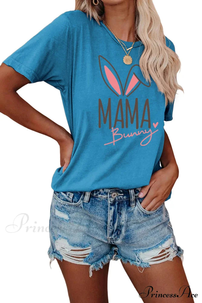 Bunny Graphic T-Shirt For Moms Lake Blue / S Tees