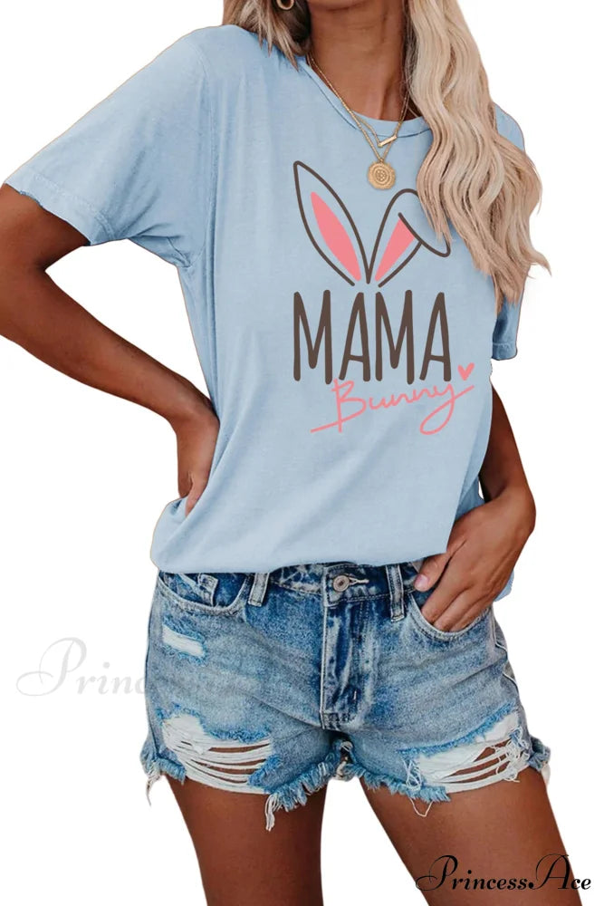 Bunny Graphic T-Shirt For Moms Light Blue / S Tees