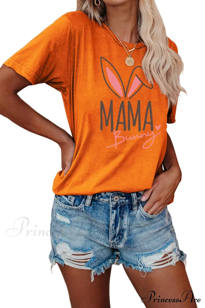 Bunny Graphic T-Shirt For Moms Orange / S Tees