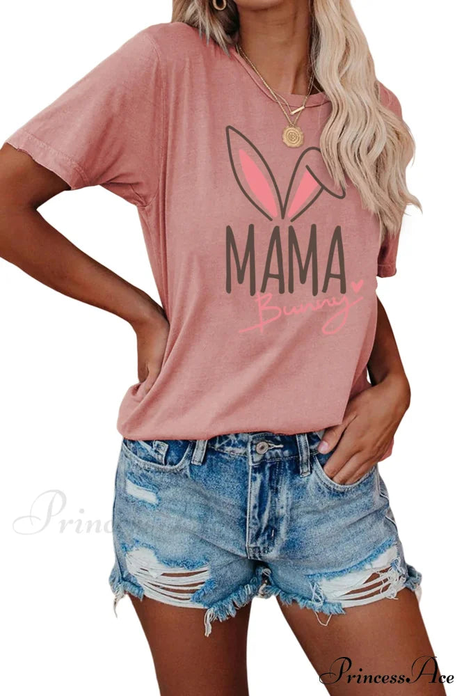 Bunny Graphic T-Shirt For Moms Pink / S Tees