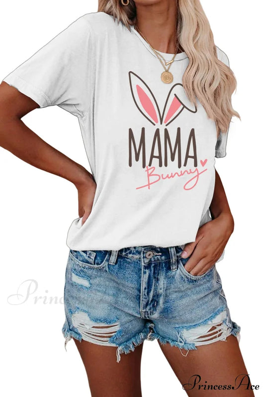 Bunny Graphic T-Shirt For Moms White / S Tees