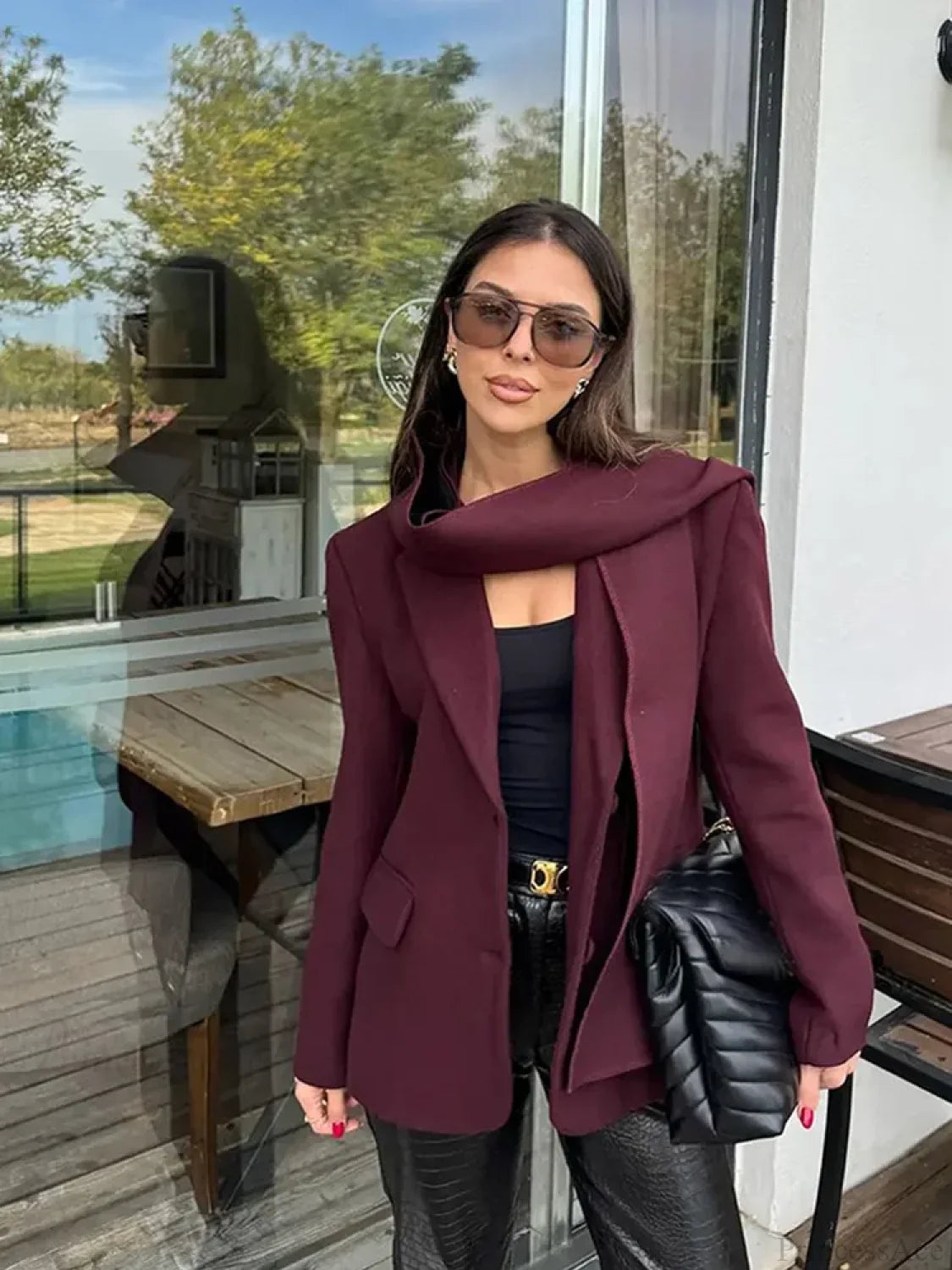 Burgundy Woolen Blends Suit Coat