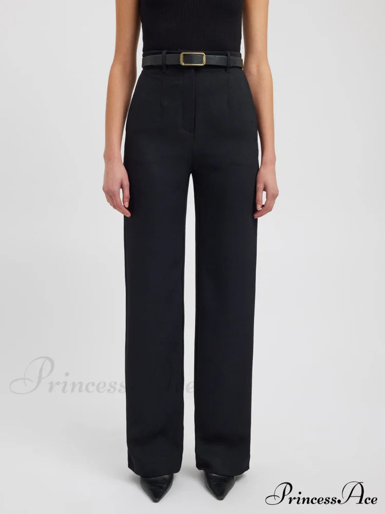 Business Casual Straight Trendy Leg Dress Pants Black / Xs