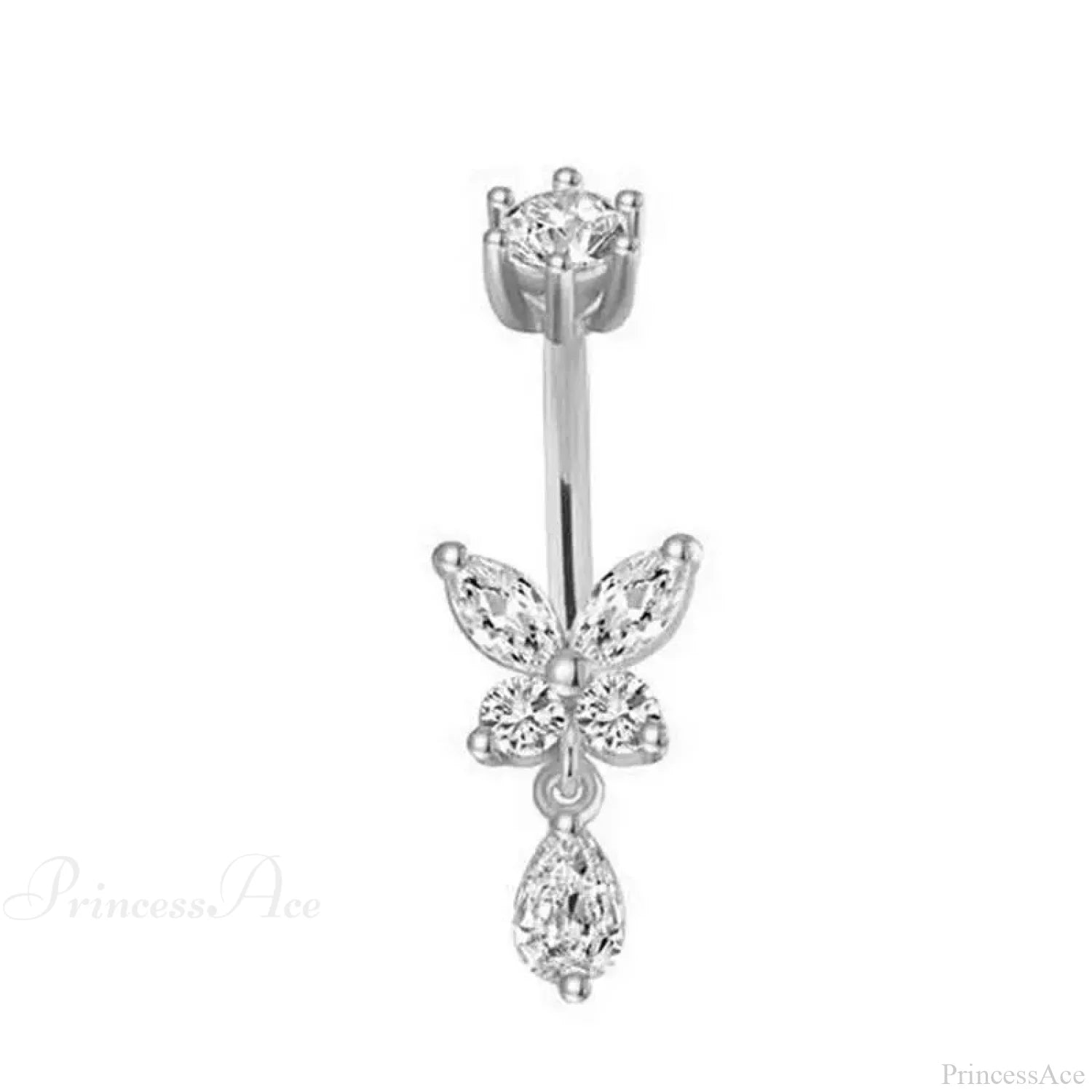 Butterfly CZ Sparkling Gothic Belly Ring Style3 Silver