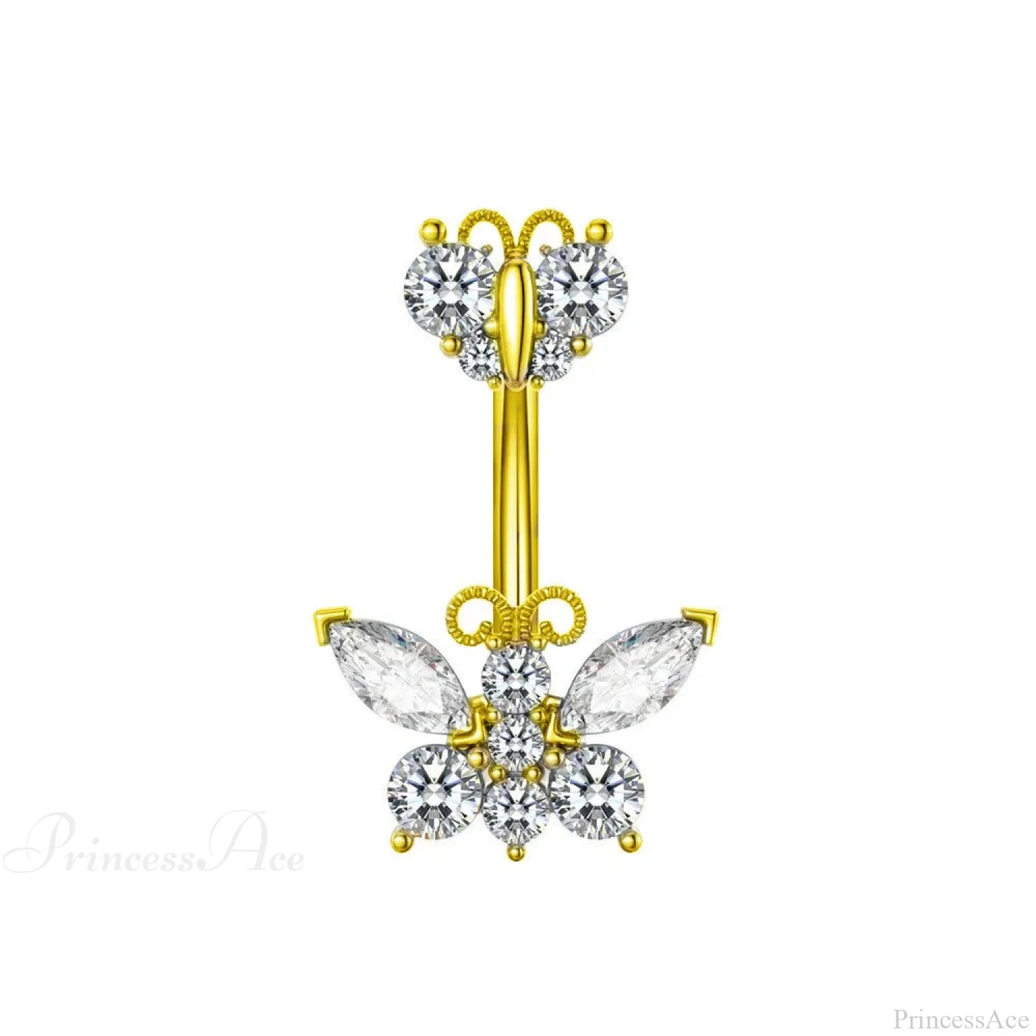 Butterfly CZ Sparkling Gothic Belly Ring Style5 Gold