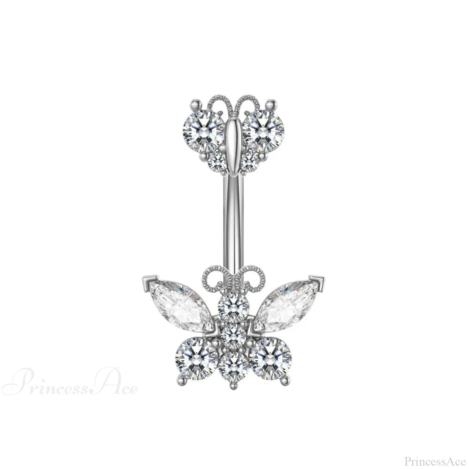 Butterfly CZ Sparkling Gothic Belly Ring Style5 White