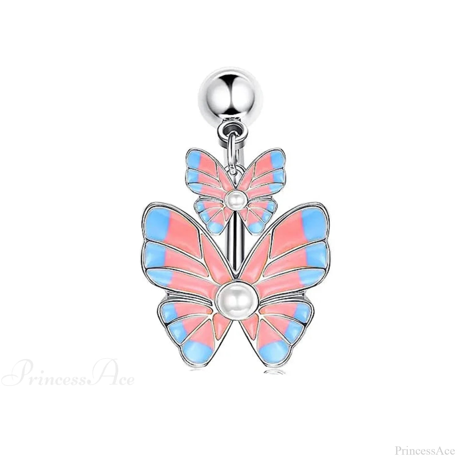 Butterfly CZ Sparkling Gothic Belly Ring Style7 Silver