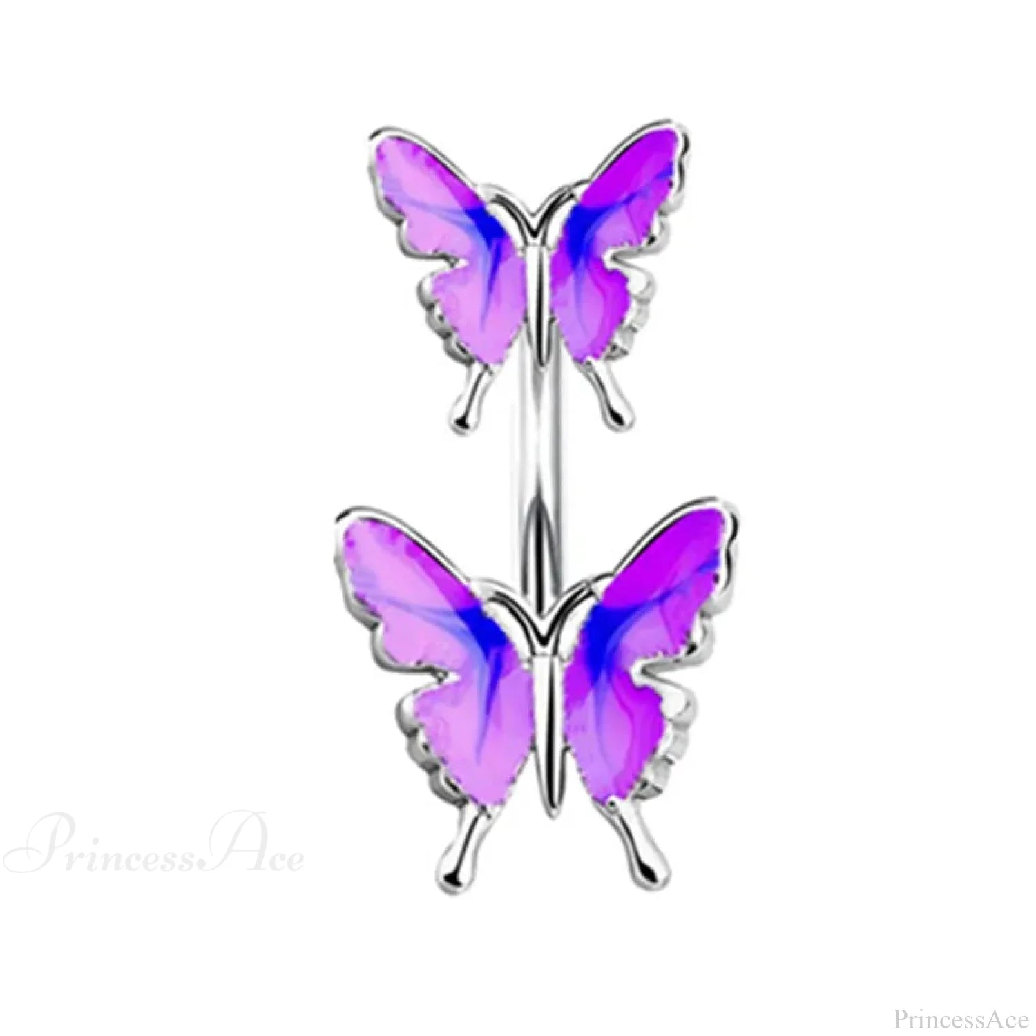 Butterfly CZ Sparkling Gothic Belly Ring Style8 Purple