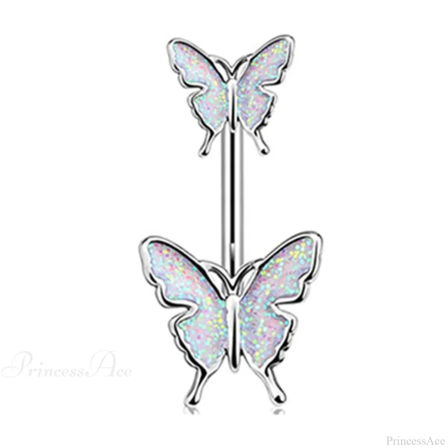 Butterfly CZ Sparkling Gothic Belly Ring Style8 White