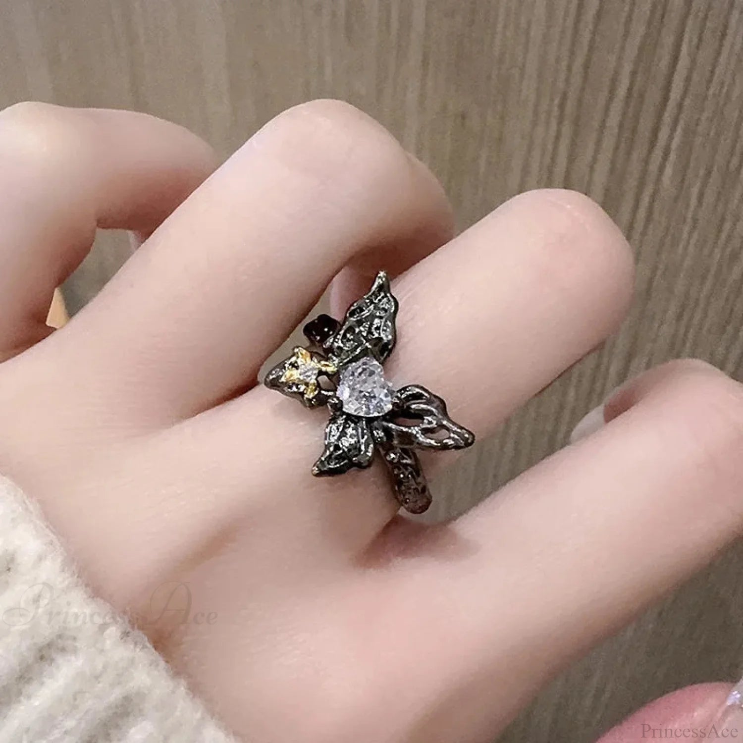 Butterfly Gothic Punk Style Ring sliver 01