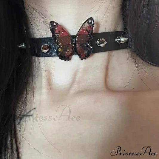 Butterfly Y2K Retro Punk Shrink Film Choker Necklace Black Halloween