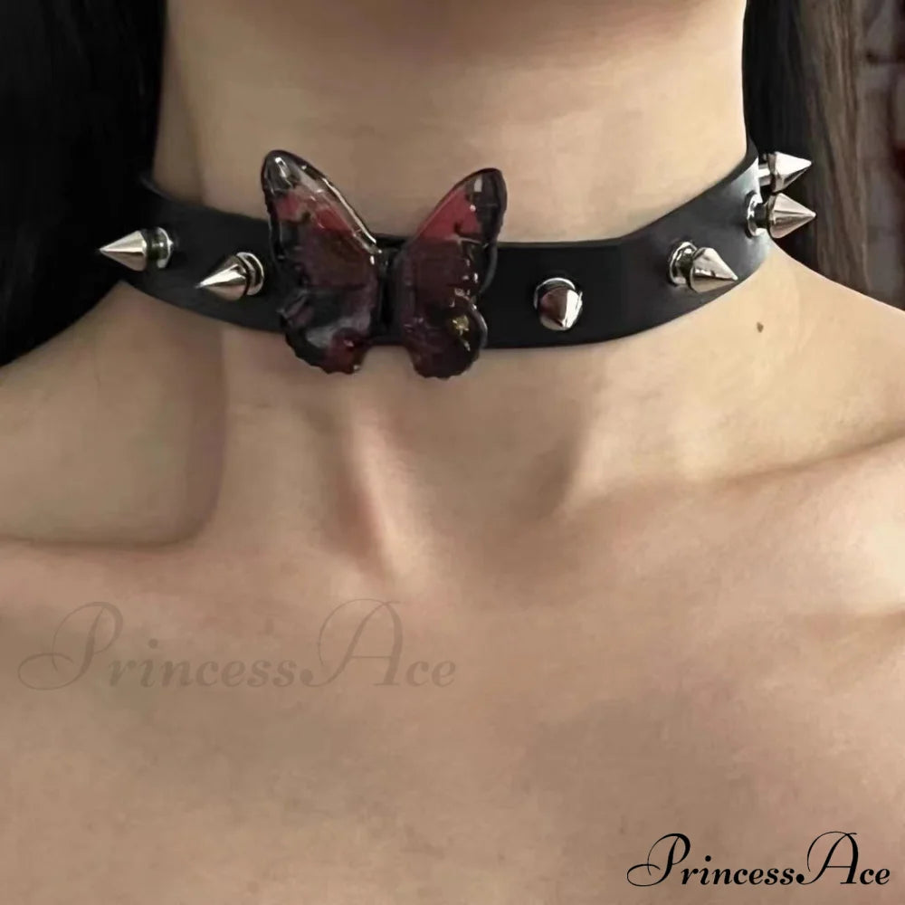 Butterfly Y2K Retro Punk Shrink Film Choker Necklace Halloween