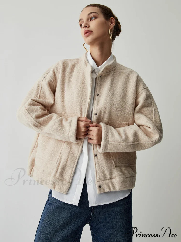 Button Down Double Trendy Pockets Bomber Jacket Jackets