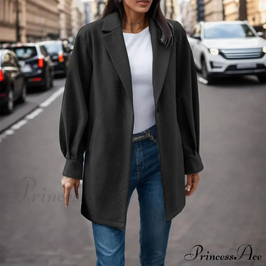 Button Down Fashion Dressy Long Sleeve Pockets Tops Mid Length Chic Stylish Elegant Fashionable